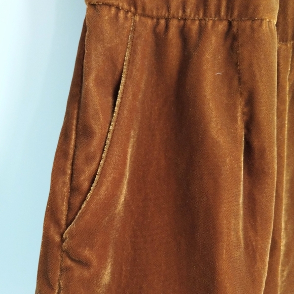 Anthropologie Kristinit Jumpsuit Gold Velvet Wide Leg Cropped - Picture 8 of 16